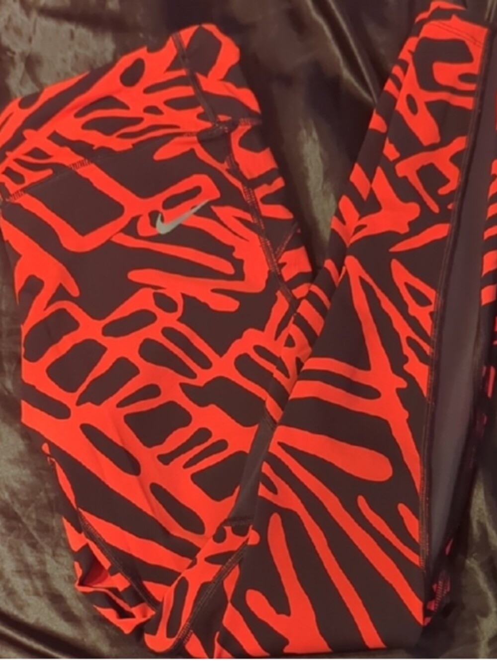 Nike Vibrant Red and Black Graphic Leggings